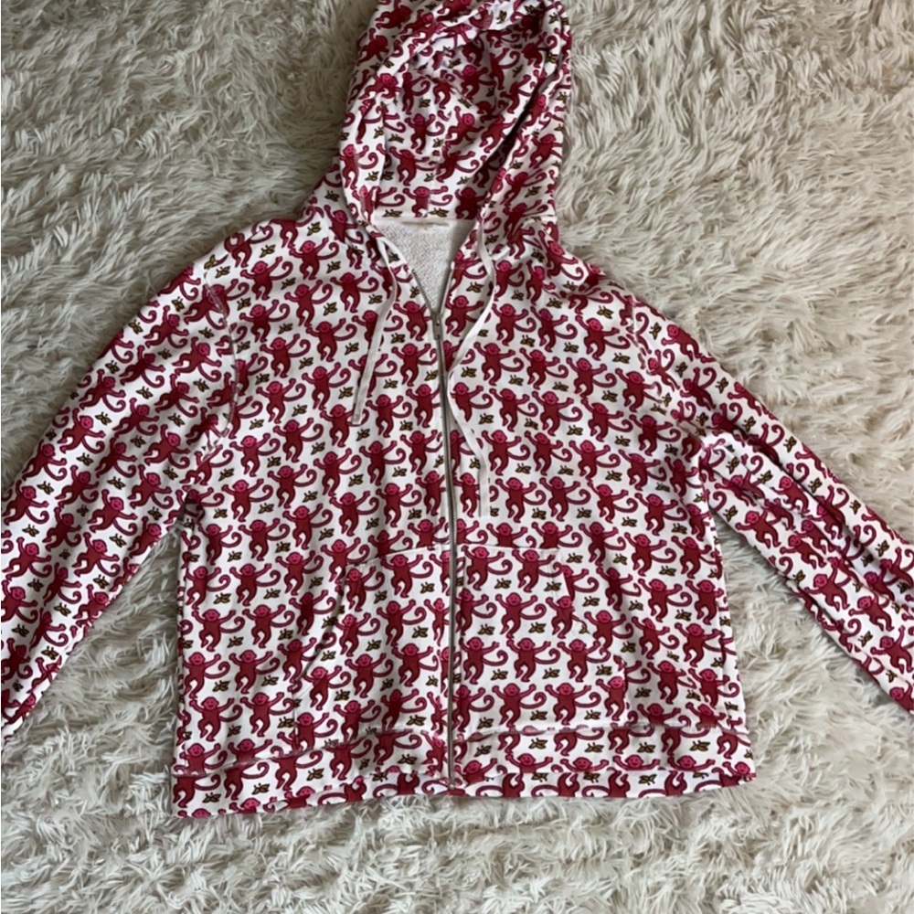 Darling Monkey Roller Rabbit Zip Front Hoodie.